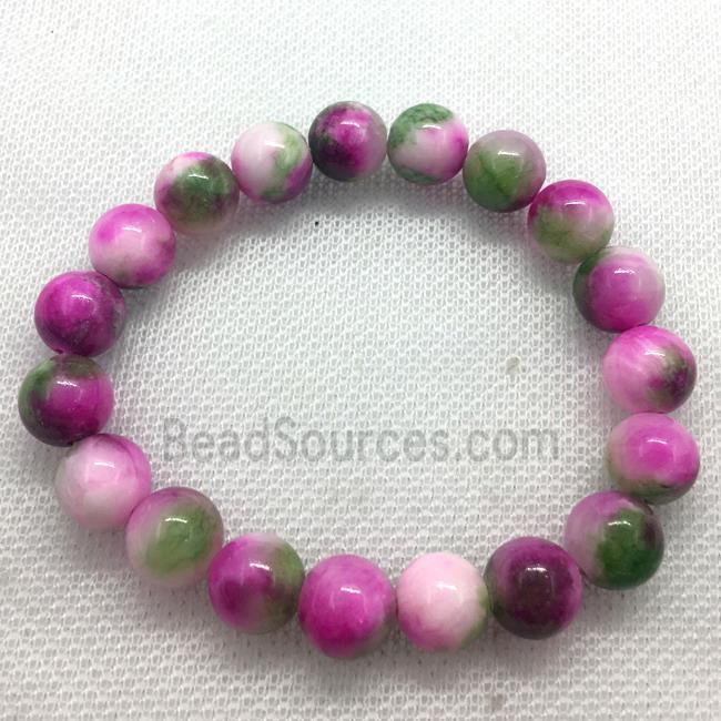 Stretch Jade bracelet, round, dye