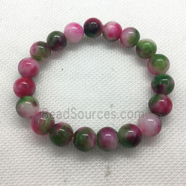 Stretch Jade bracelet, round, dye