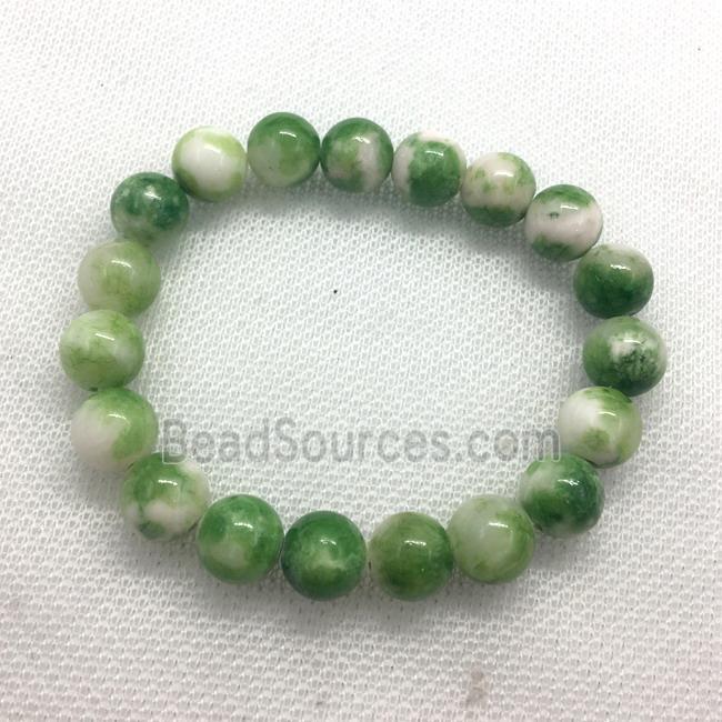 Stretch Jade bracelet, round, dye