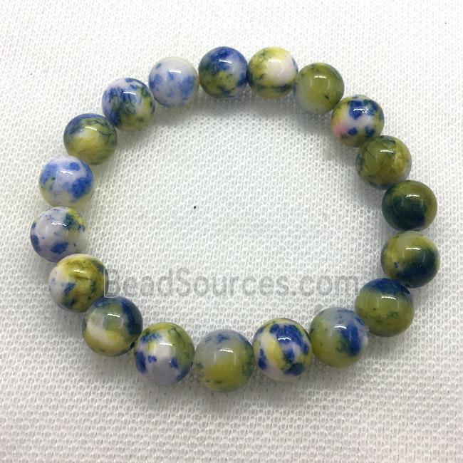 Stretch Jade bracelet, round, dye