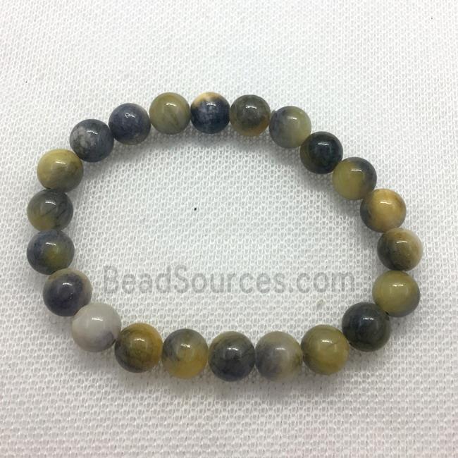 Stretch Jade bracelet, round, dye