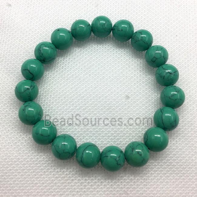 Stretch Jade bracelet, round, dye