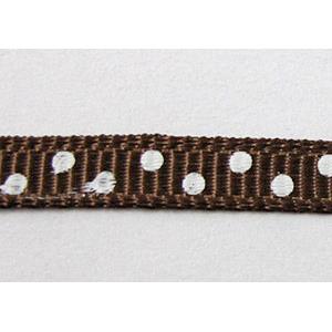 Coffee polka dot grograin ribbon cord