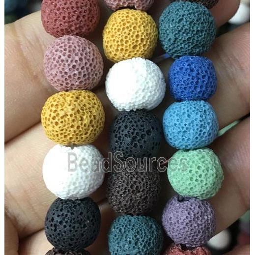 round Lava stone beads, mixed color