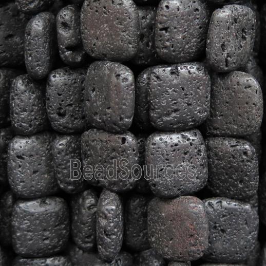 black Lava Stone beads, square