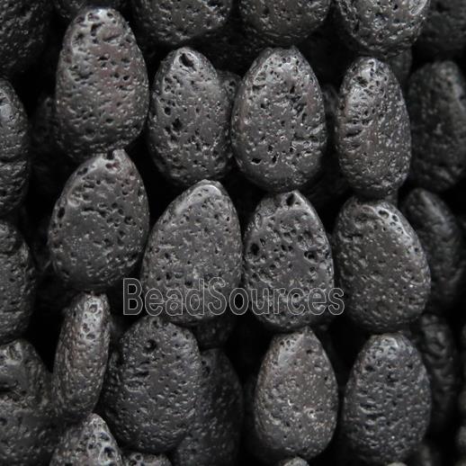 black Lava Stone beads, teardrop