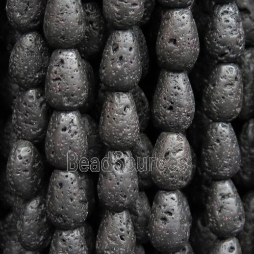 black Lava Stone beads, teardrop