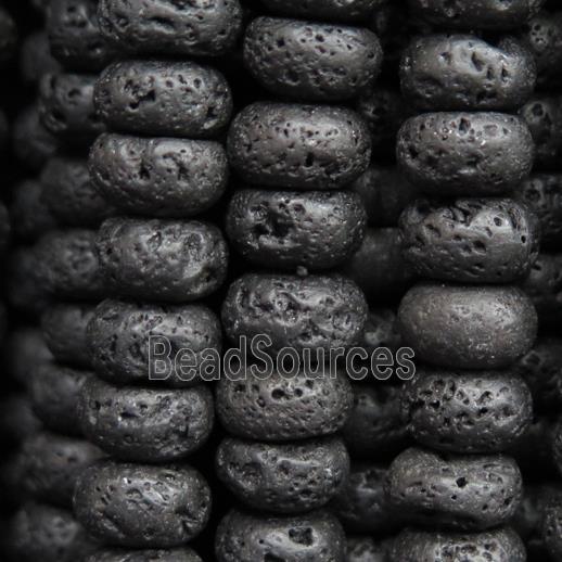 black Lava Stone beads, rondelle