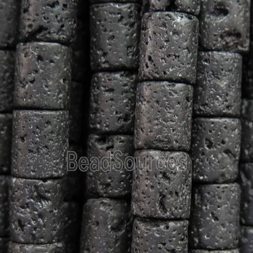 black Lava Stone beads, tube