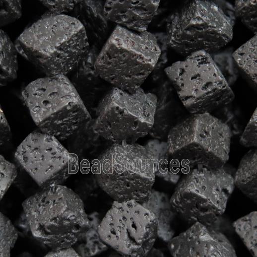 black Lava Stone beads, cube