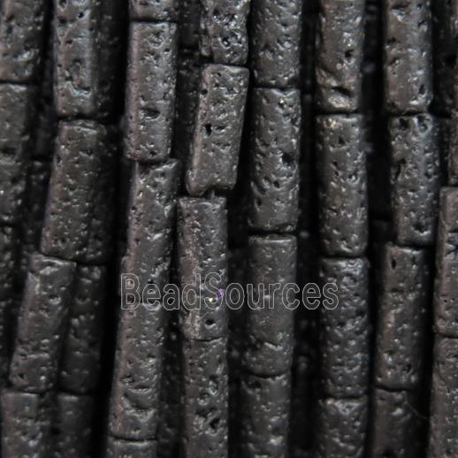 black Lava Stone beads, tube