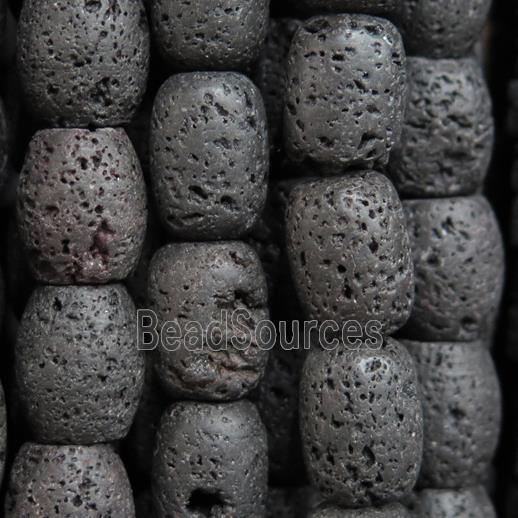 black Lava Stone beads, barrel