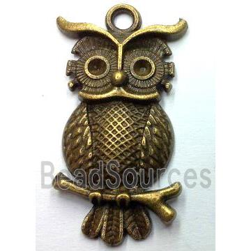 Tibetan silver owl pendant, non-nickel, bronze