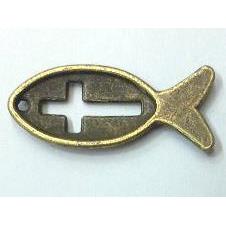 Tibetan silver alloy fish pendant, non-nickel, bronze