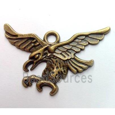 Tibetan silver hawk pendant, non-nickel, bronze