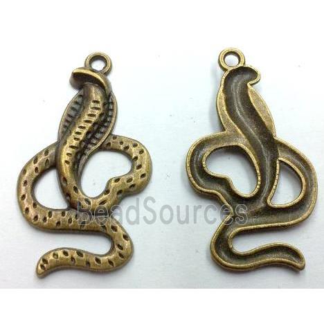 Tibetan silver snake pendant, non-nickel, bronze