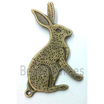 Tibetan silver rabbit pendant, non-nickel, bronze