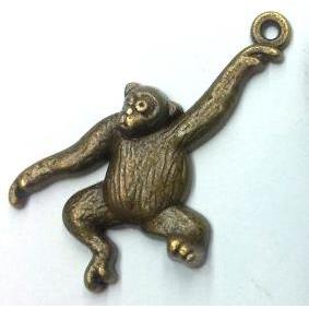 Tibetan silver monkey pendant, non-nickel, bronze