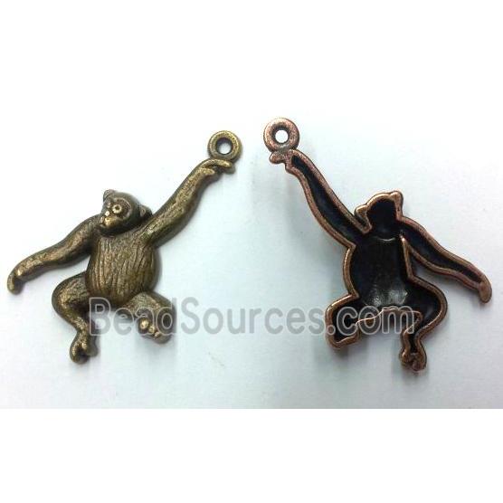 Tibetan silver monkey pendant, non-nickel, bronze