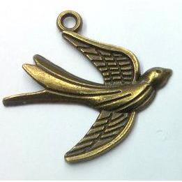 Tibetan silver bird pendant, non-nickel, bronze