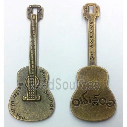 tibetan silver guitar pendant non-nickel, bronze