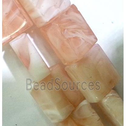 Plated Lampwork glass bead, rectangle