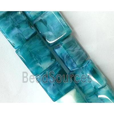 Plated Lampwork glass bead, rectangle