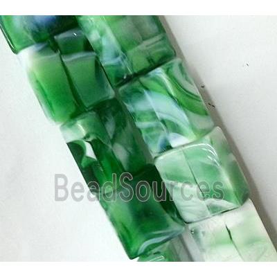 Plated Lampwork glass bead, rectangle