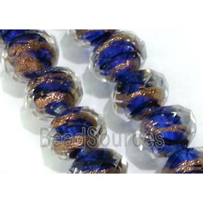 Lampwork glass bead, faceted wheel, blue