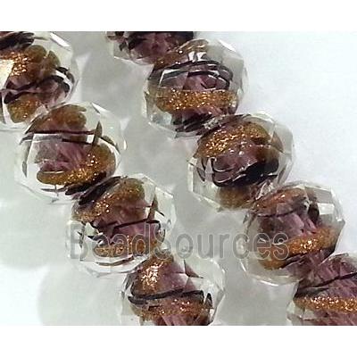 lampwork glass bead, faceted wheel, purple