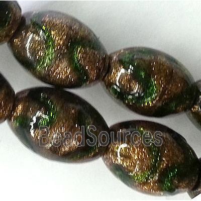 lampwork glass bead, rice-shape