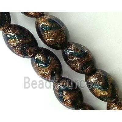 lampwork glass bead, rice-shape