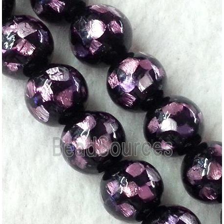 lampwork bead within silver foil, round