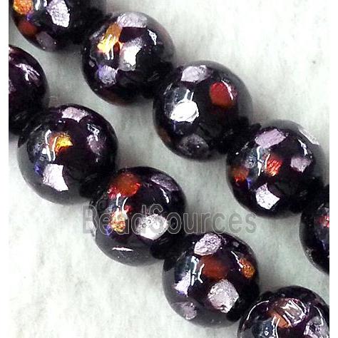 lampwork bead within silver foil, round