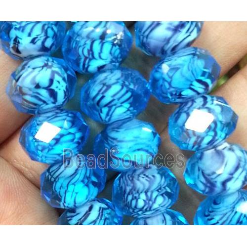 lampwork beads, faceted rondelle, aqua