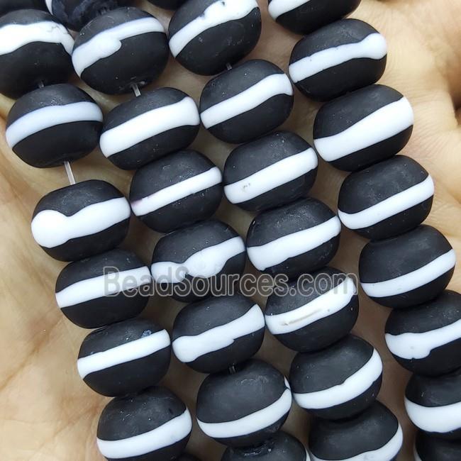 Black Lampwork Glass Rondelle Beads Matte