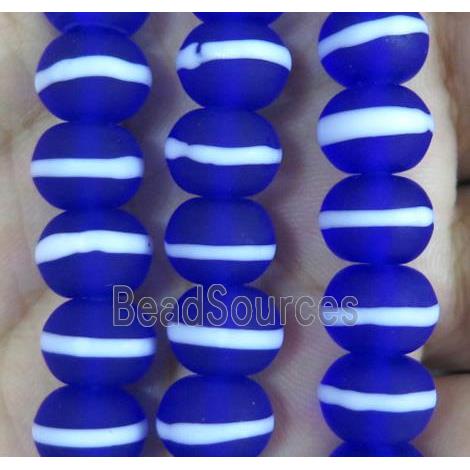 Deepblue Lampwork Glass Rondelle Beads Matte