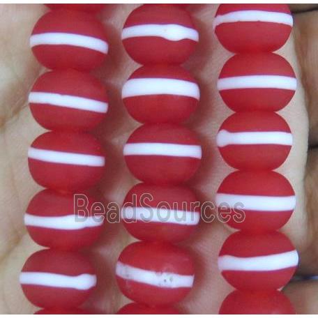 Red Lampwork Glass Rondelle Beads Matte