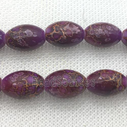 purple Lampwork Glass rice Beads with painted