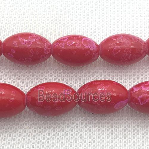 red Lampwork Glass Beads with painted, rice