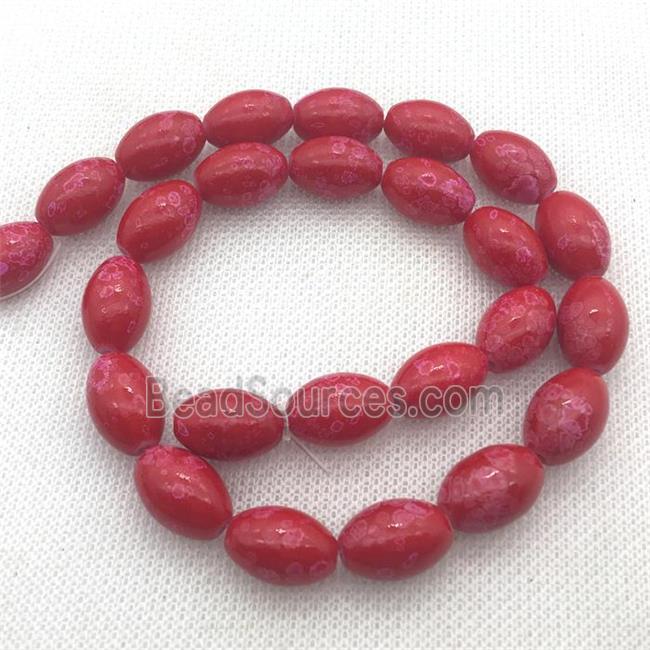 red Lampwork Glass Beads with painted, rice