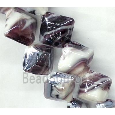 Plated Lampwork glass bead, square