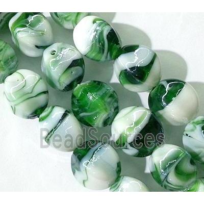 plated Lampwork glass bead, green