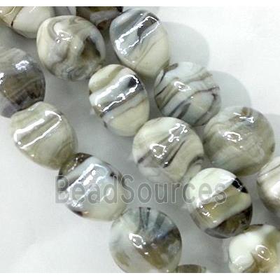 plated Lampwork glass bead, grey