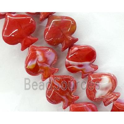 plated Lampwork glass bead, heart, red