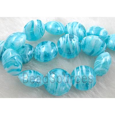 Lampwork glass bead, flat round