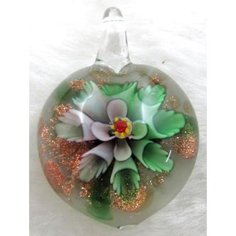 murano style lampwork glass pendant with goldsand, heart, butterfly, mixed color