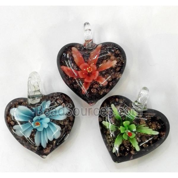 lampwork pendant, heart