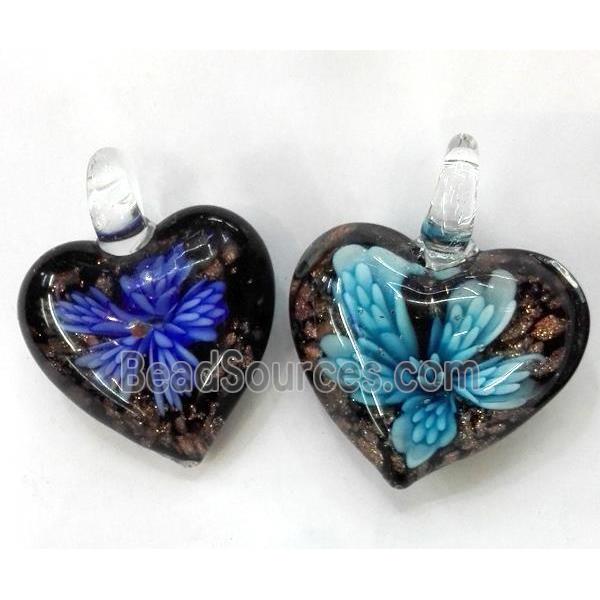 lampwork pendant, heart