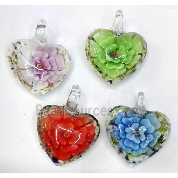 lampwork pendant, heart